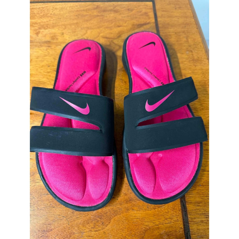 Nike Womens Size 9 Black Pink Ultra Comfort 3 Slide Sandals 882695-003